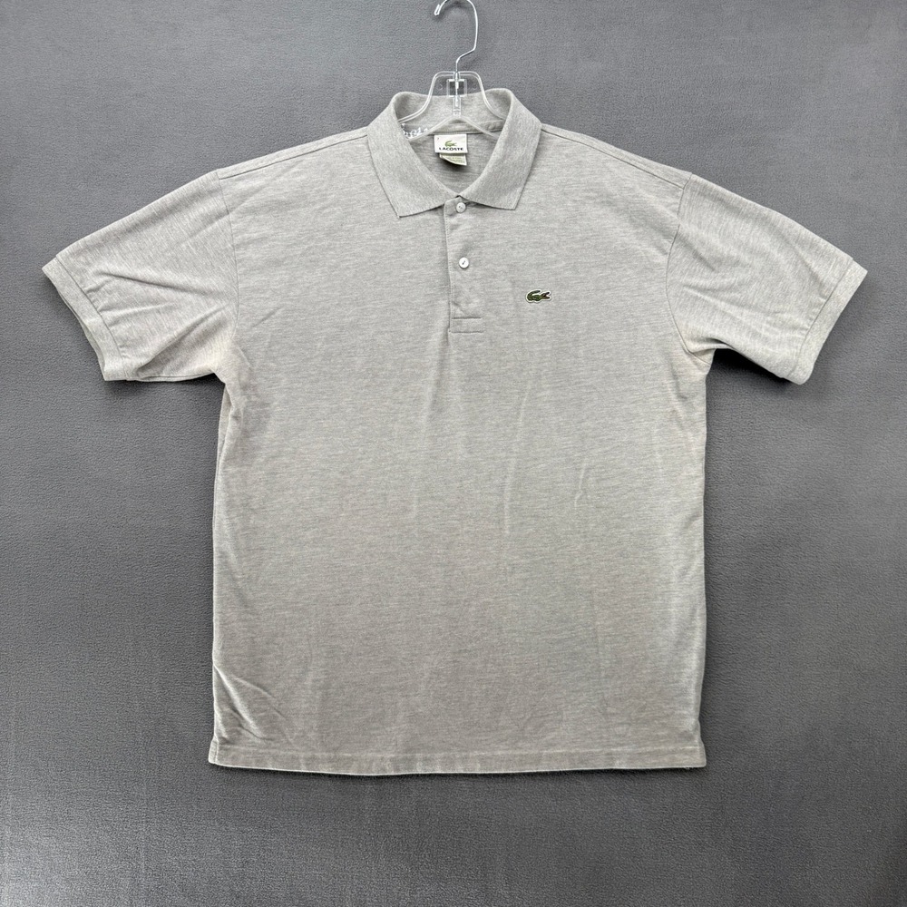Lacoste Polo Shirt Mens Size 7 XL Light Gray Heather Pique Short Sleeve Logo